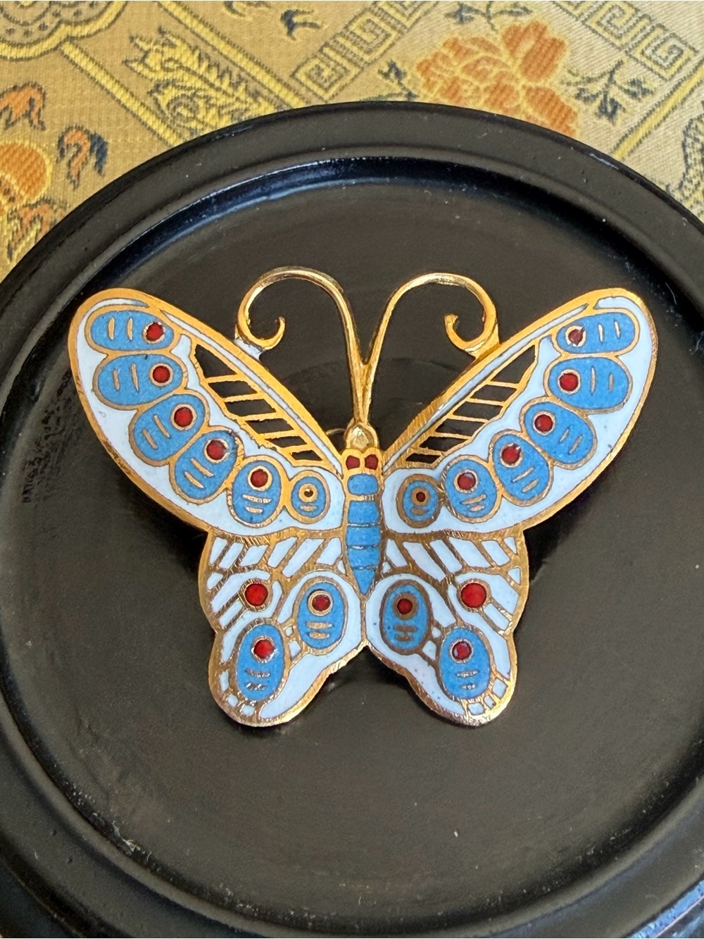 Vintage Cloisonné Butterfly Brooch & Pendant